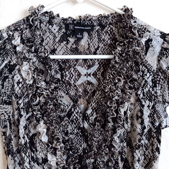 INC Top Women Small Ruffled Snakeskin Button front fairygrunge Y2k - Picture 3 of 11